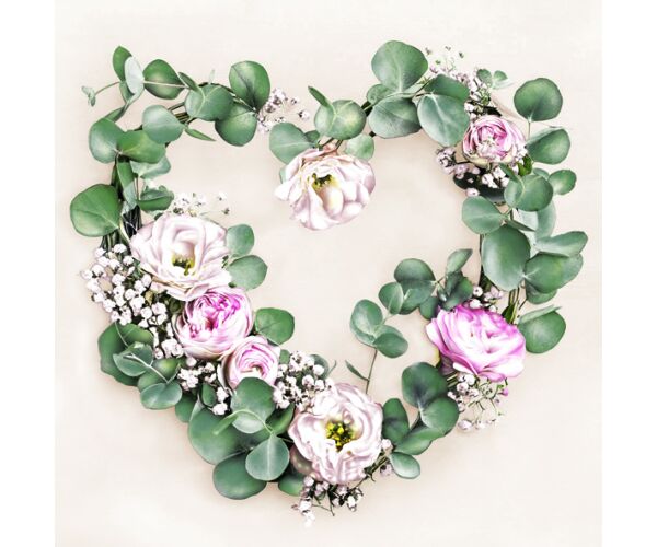 Ubrousky DAISY L (20ks) Photo Heart Eucalyptus Wreath