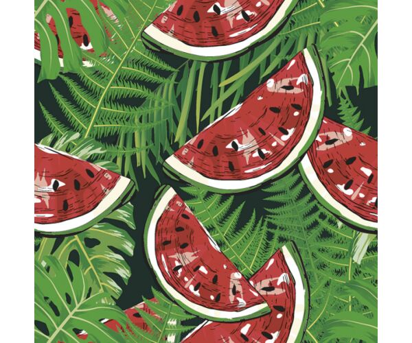 Ubrousky DAISY L (20ks) Watermelon on Green Fern Leaves
