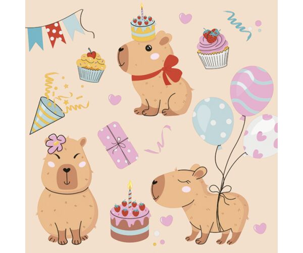 Ubrousky DAISY L (20ks) Cute Kapybara Party