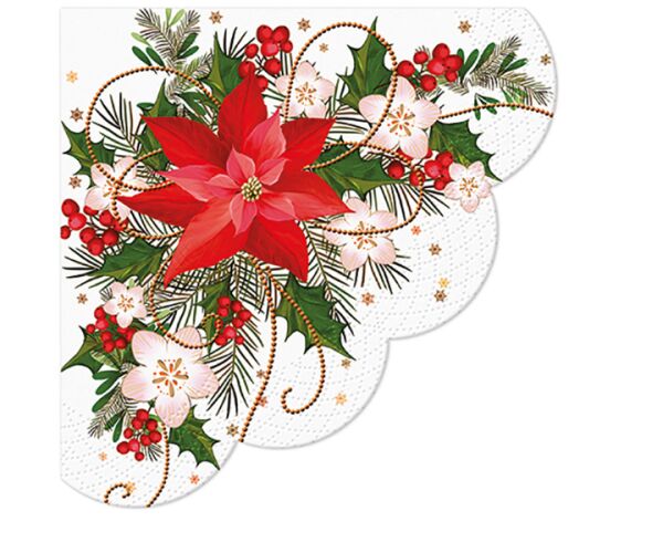 Ubrousky PAW Dekor R (12ks) Poinsettia Composition