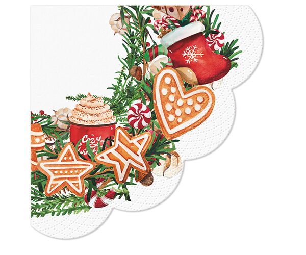 Ubrousky PAW Dekor R (12ks) Gingerbread Wreath
