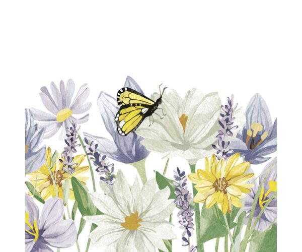 Ubrousky DAISY L (20ks) Pastel Garden Flowers with Butterflies