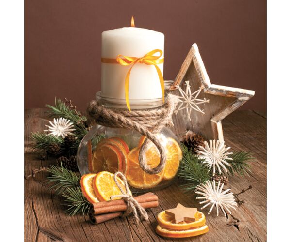 Ubrousky MAKI L (20ks) Candle in Jar Full of Orange Slices