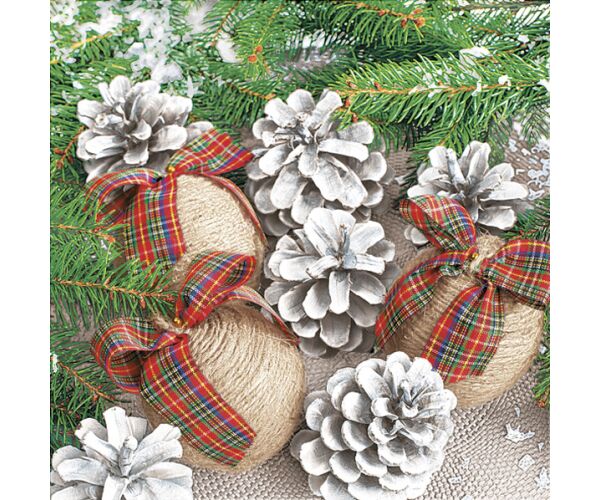 Ubrousky MAKI L (20ks) Twine Baubles with Cones