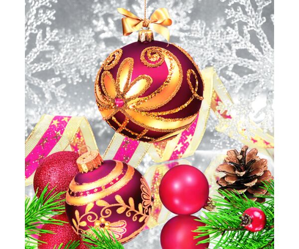 Ubrousky MAKI L (20ks) Elegance red Baubles with Snowflakes