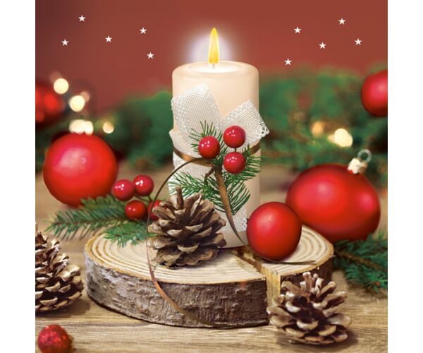 Ubrousky MAKI L (20ks) Bright Candle on Wood Slice