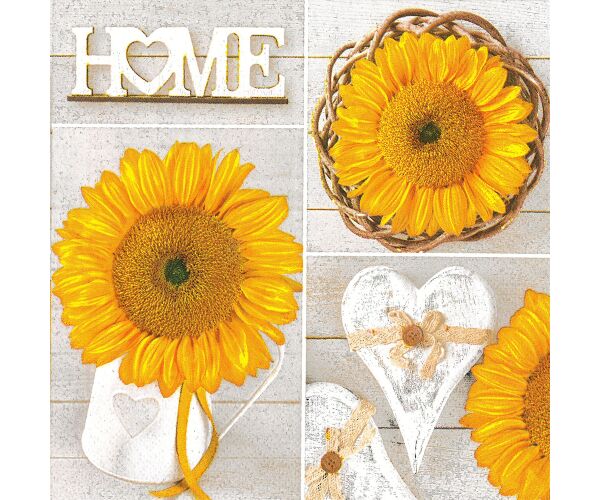 Ubrousky MAKI L (20ks) Sunflowers Collage with Hearts