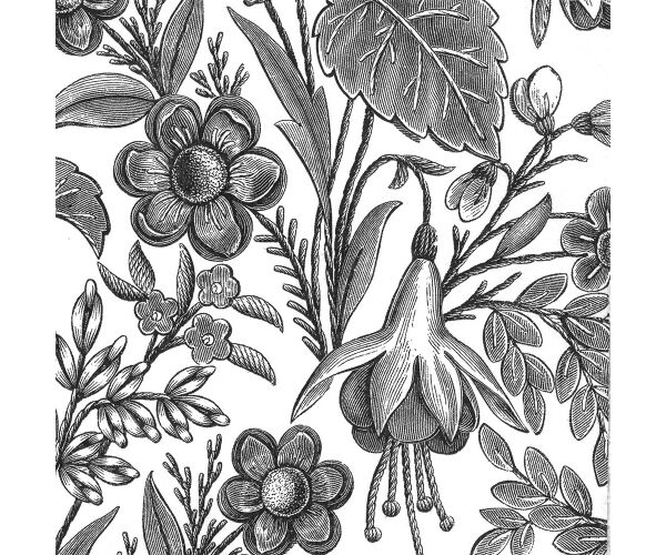 Ubrousky MAKI L (20ks) Floral Illustration Black