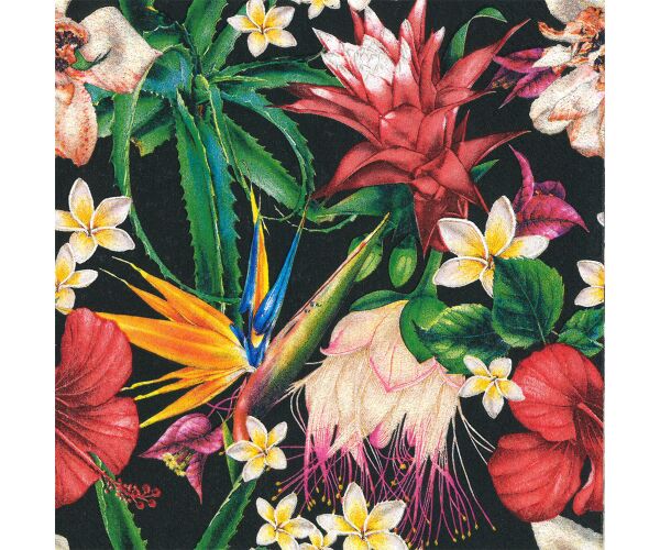 Ubrousky MAKI L (20ks) Paradise Flowers on Black