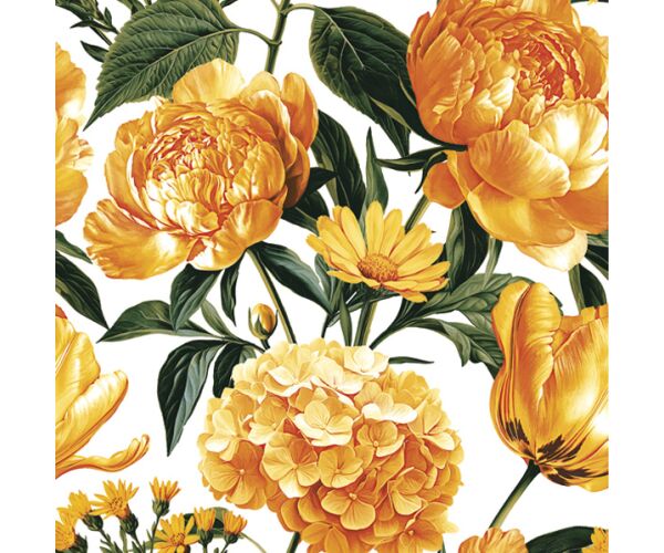 Ubrousky MAKI L (20ks) Yellow Flowers on White