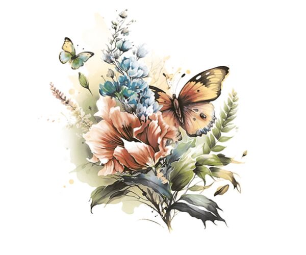 Ubrousky MAKI L (20ks) Butterfly and Floral Watercolour Illustration