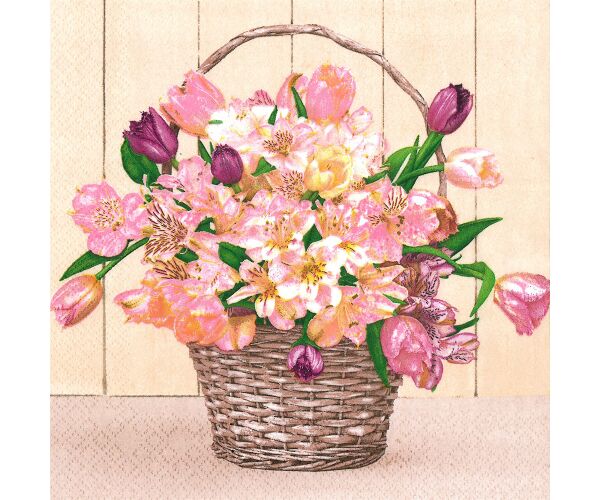 Ubrousky MAKI L (20ks) Pastel Flowers Basket