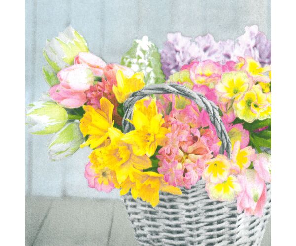 Ubrousky MAKI L (20ks) Spring Mix Flowers in Basket