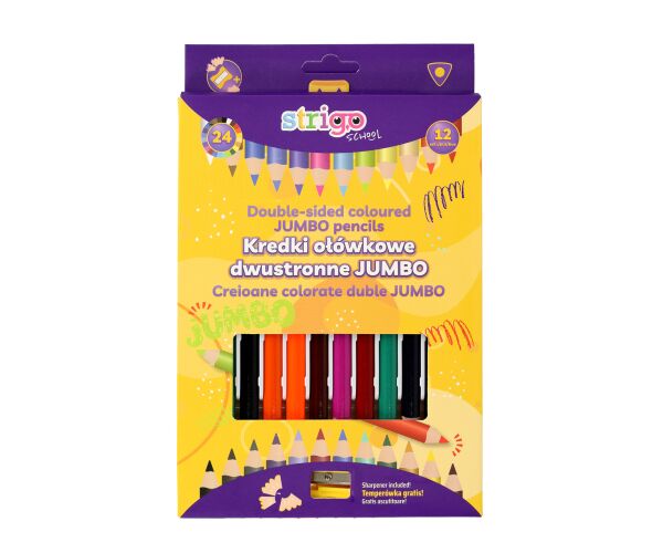 Pastelky trojhranné STRIGO JUMBO DUO 12ks 24 bárev