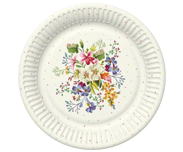 Papírový talíř velký - Delicate Flowers with Mini Dots