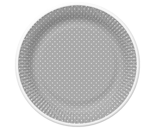 Papírový talíř malý - White Dots on Grey