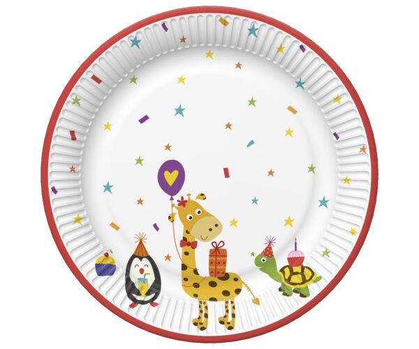 Papírový talíř malý - Cute Party Animals