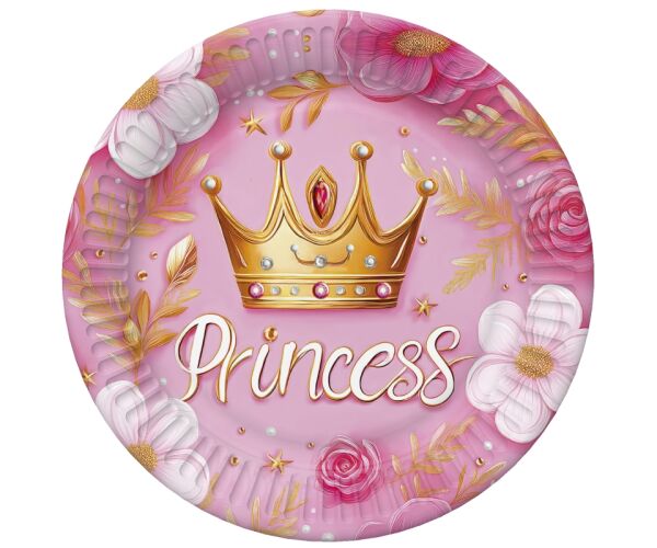 Papírový talíř malý - Pink Princess Crown