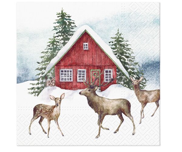 Ubrousky PAW TETE L (20ks) Red House in the Snow
