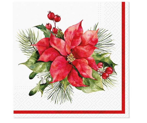Ubrousky vánoční Composition with Poinsettia