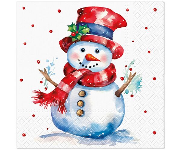 Ubrousky PAW TETE L (20ks) Watercolor Snowman