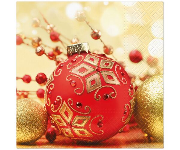Ubrousky PAW TETE L (20ks) Red and Gold Bauble