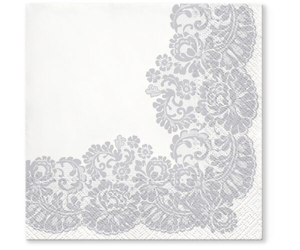 Ubrousky PAW TETE L (20ks) Lacy frame silver