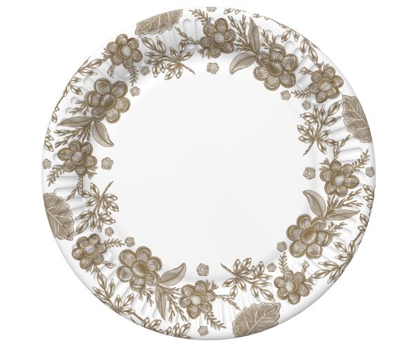 Papírový talíř malý - Floral Illustration Gold