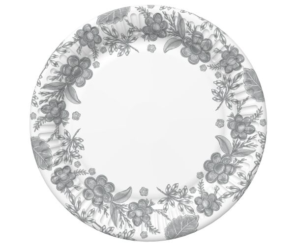 Papírový talíř velký - Floral Illustration Gold