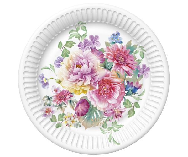 Papírový talíř malý - Watercolor Flowers Arrangement