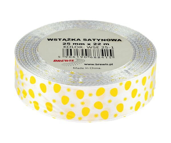 Velikonoční atlasová stuha 12 mm bílá - 01