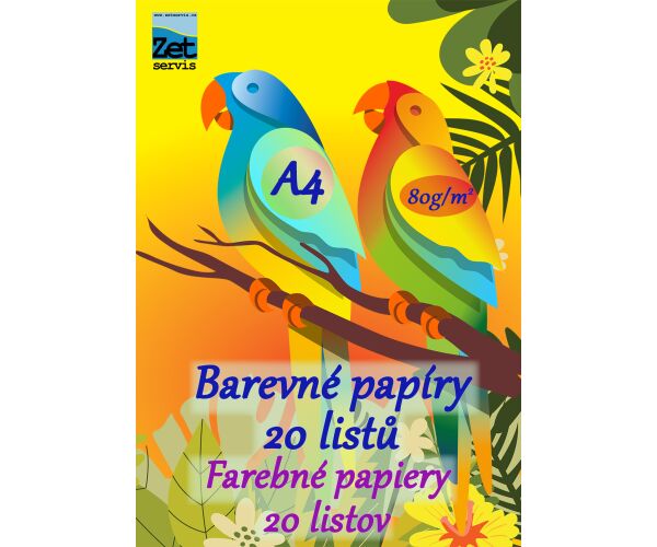 Složka barevných papíru A4 20 listů