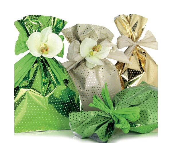 Dárkový sáček Dots double metal 16 x 25 cm