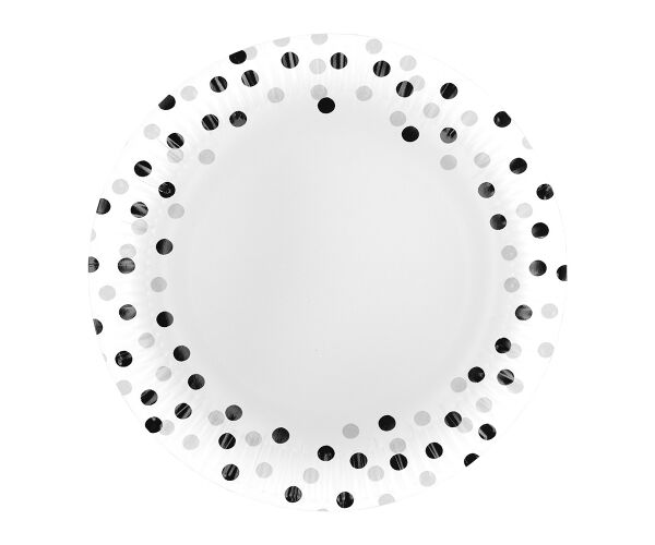 Papírový talíř velký Confetti Silver-Black