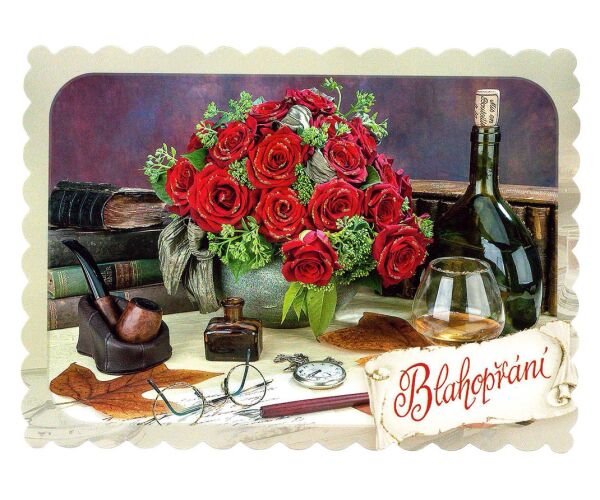 Pohlednice S-328 Srdečné glitr