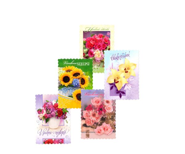 Pohlednice S-368 Kytky glitr