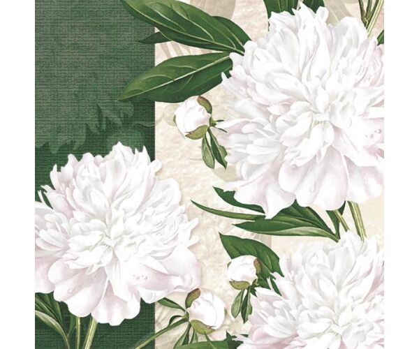Ubrousky MAKI L (20ks) Dewed White Peonies