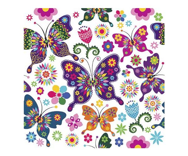 Ubrousky PAW TETE L (20ks) Colorful Butterflies