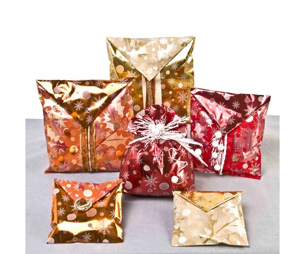 Vánoční sáček Ornament Double - modrý 40 x 65 cm