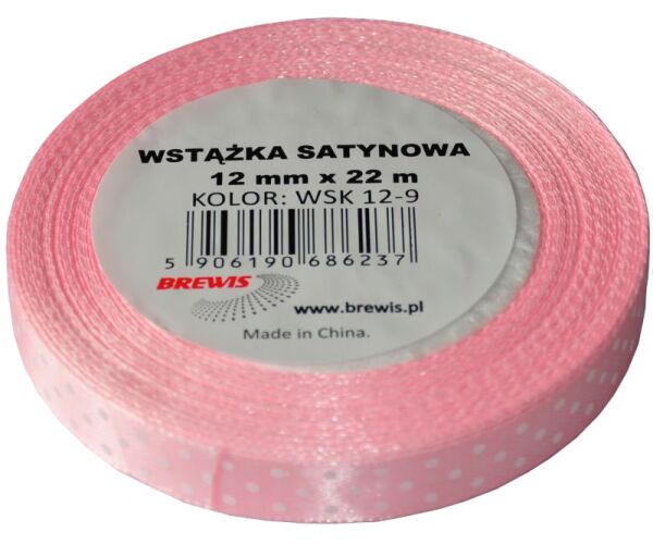 Atlasová stuha s puntíky 12 mm růžová - 09