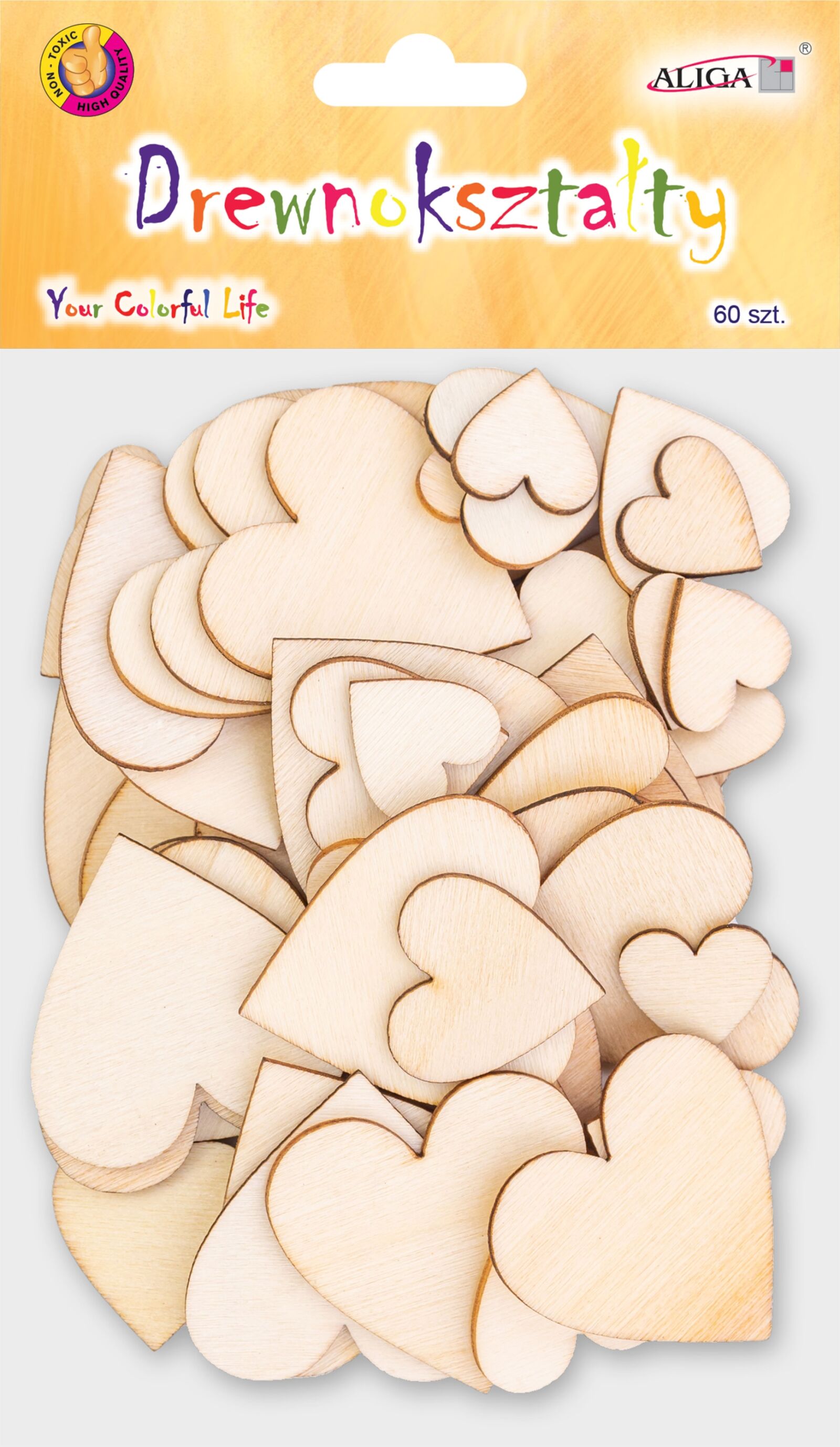 Dřevěné srdíčka 60 ks mix velikosti