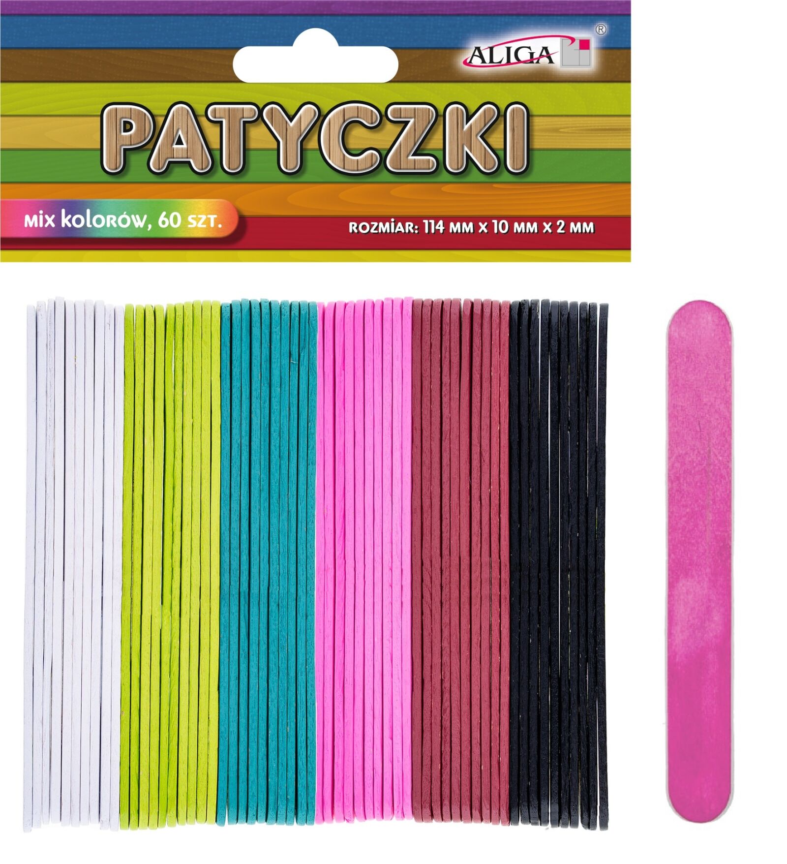 Dřívka velká 60 ks mix barev