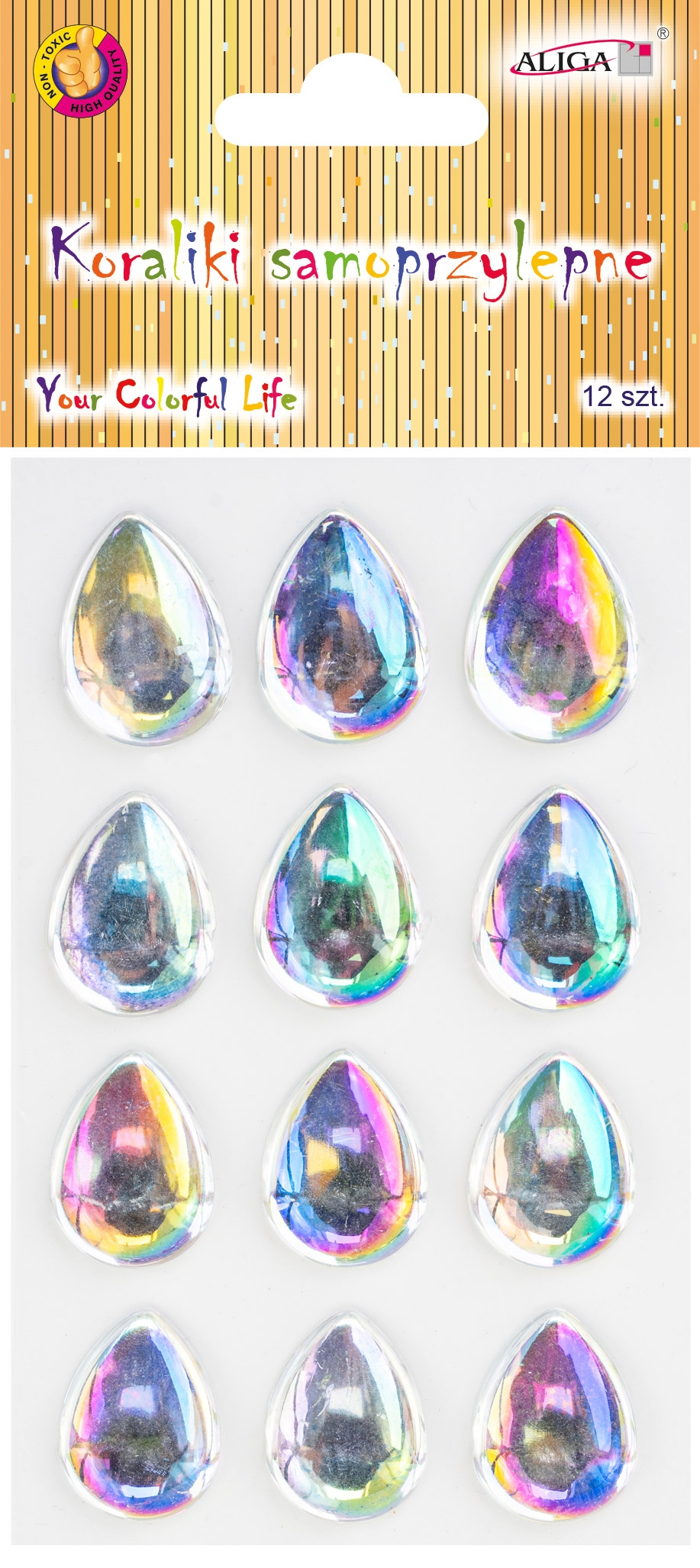 Kamínky samolepící - zrcadlové slzy na blistru