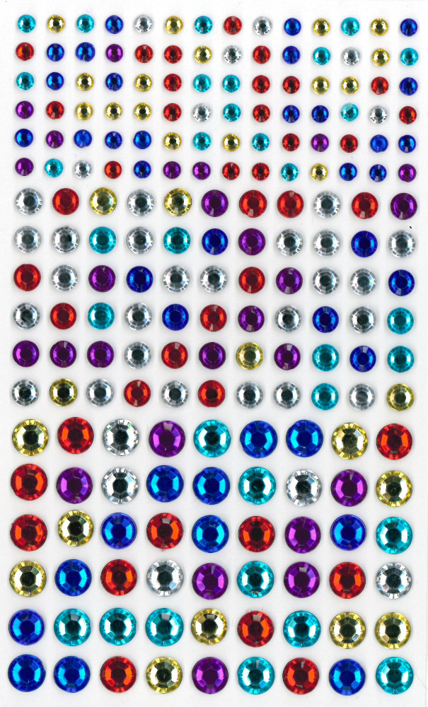 Samolepící kamínky DS77 - 204 ks mix bárev