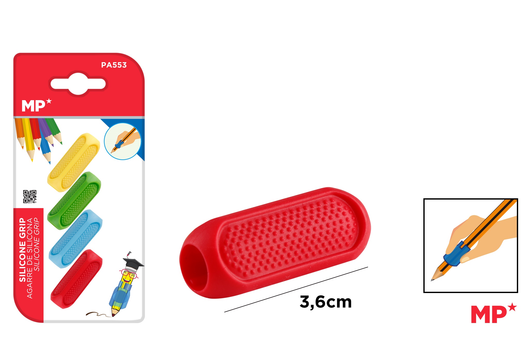 Trojhranná násadka na tužku 4 ks