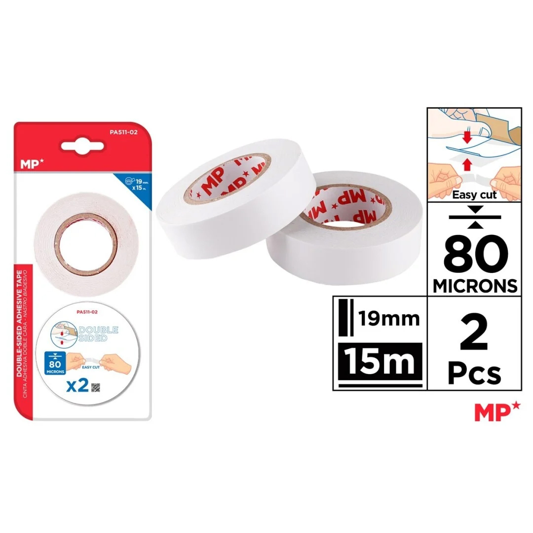 Lepící páska oboustranná 19 mm 15 m 2 ks v balení