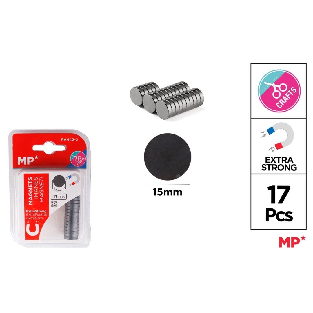 Magnety extra silné 15 mm 17 ks na blistru