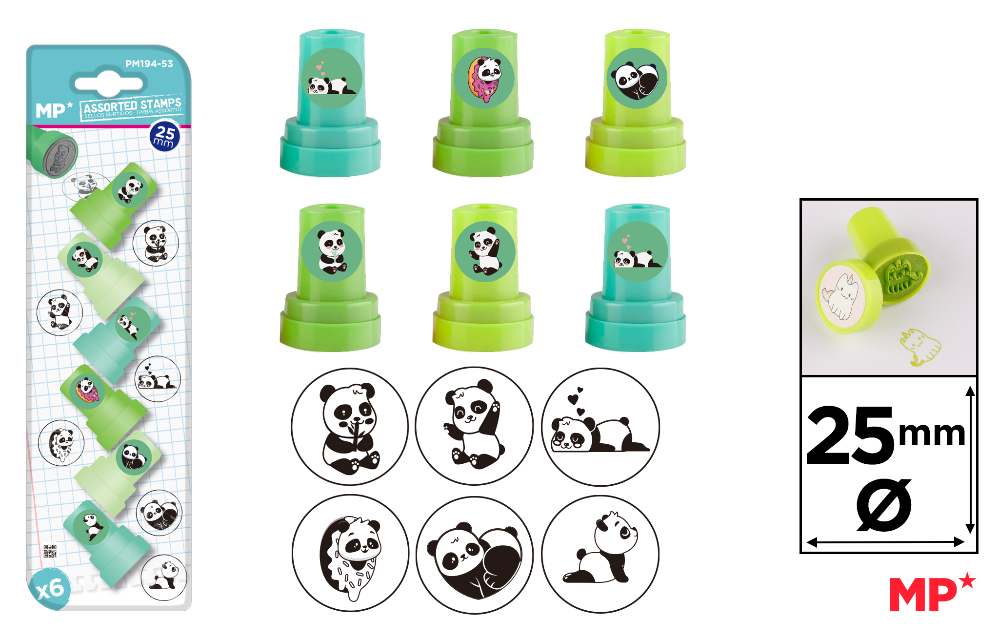 Razítka 25 mm s motivem medídka Panda na blistru