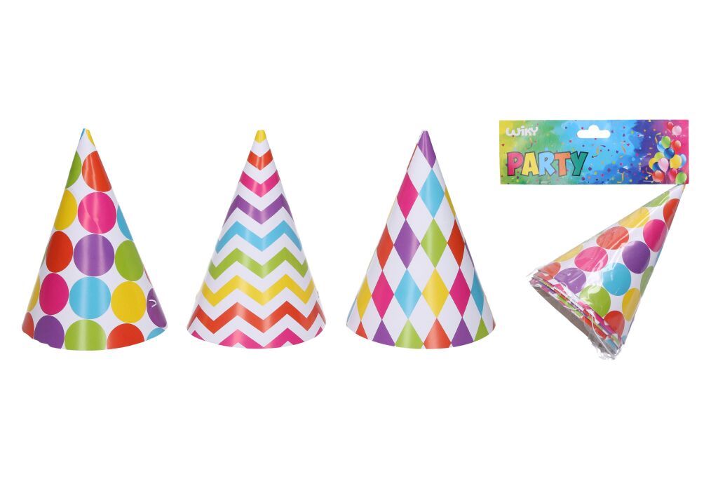 Párty čepička / klobouček barevný MIX 6 ks