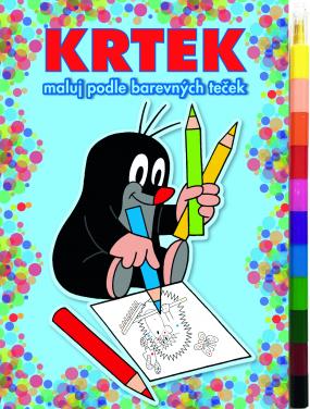 Omalovánky "maluj podle barevných teček" Krtek 2